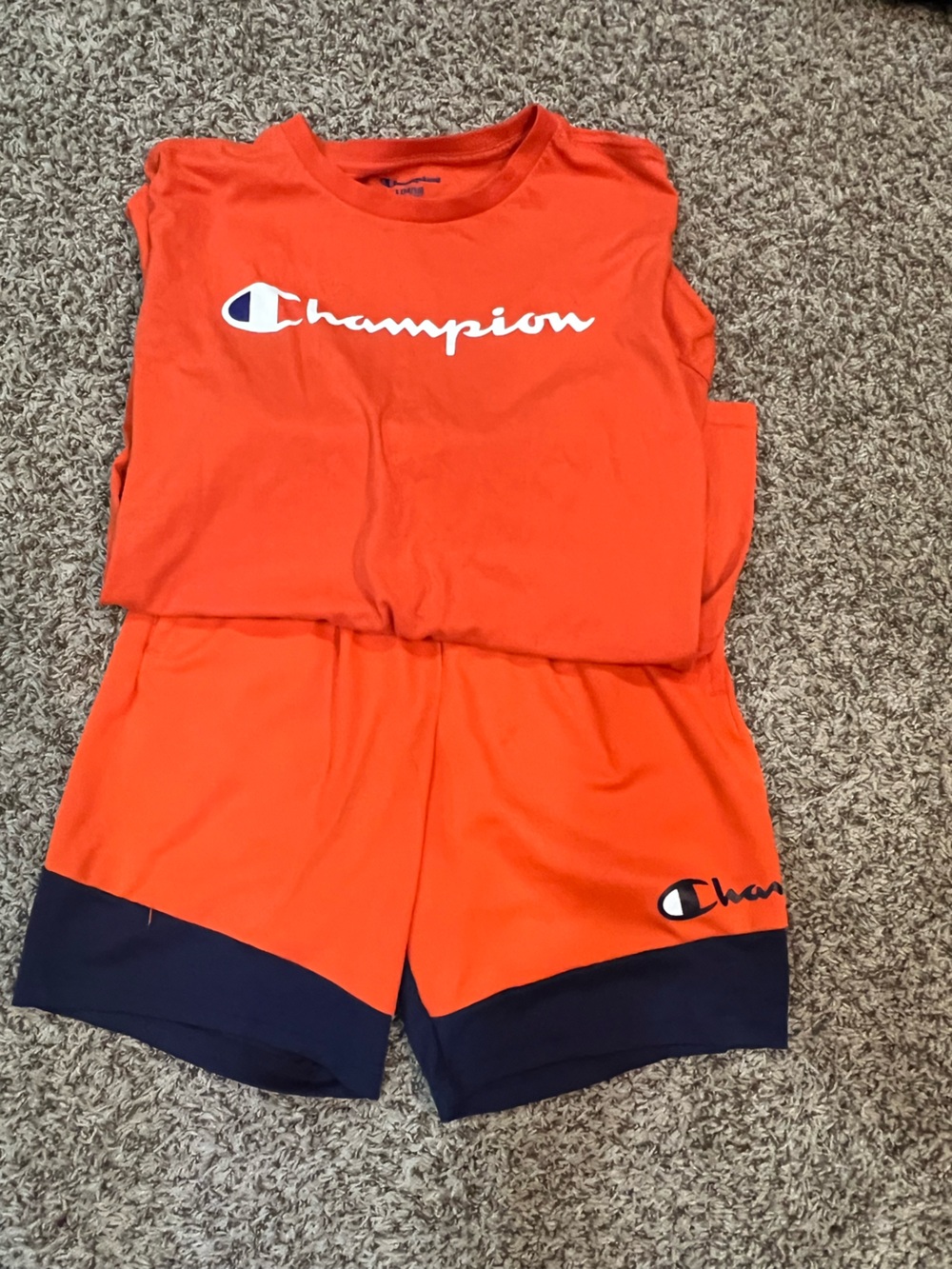 Champion Orange Athletic Shorts with Navy Trim